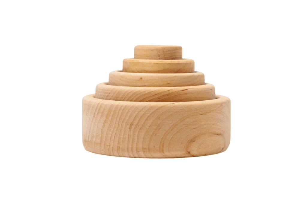 Grimm's Stacking Bowls (Natural), Grimm's Toys, Grimm's stacking bowls, Grimm's stacking toys, wooden toys, best wooden toys, best stacking toys, educational toys, imaginative toys, open ended toys, The Montessori Room, Toronto, Ontario, Canada