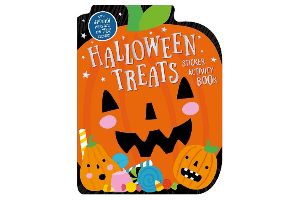 Halloween Treats Sticker Activity Book, 750 stickers, ages 3 and up, making faces, halloween-themed activities, sticker book for kids, The Montessori Room, Toronto, Ontario, Canada. 