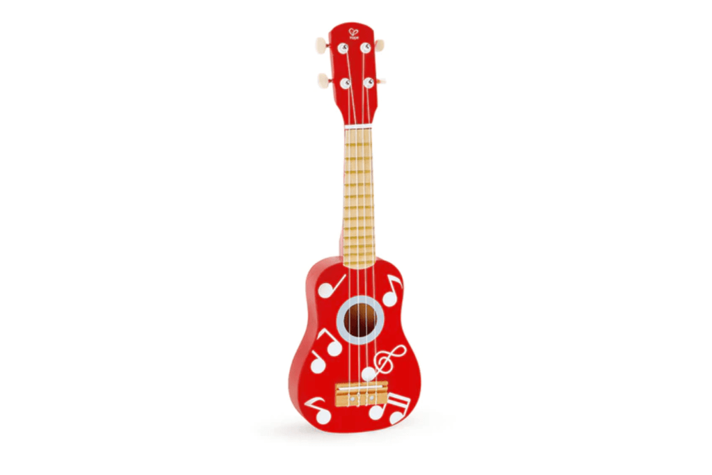 ROCK STAR RED UKELELE – HAPE, children's ukulele, ukelele for kids, real instruments for kids, string instruments for kids, Hape instruments, Toronto, Canada