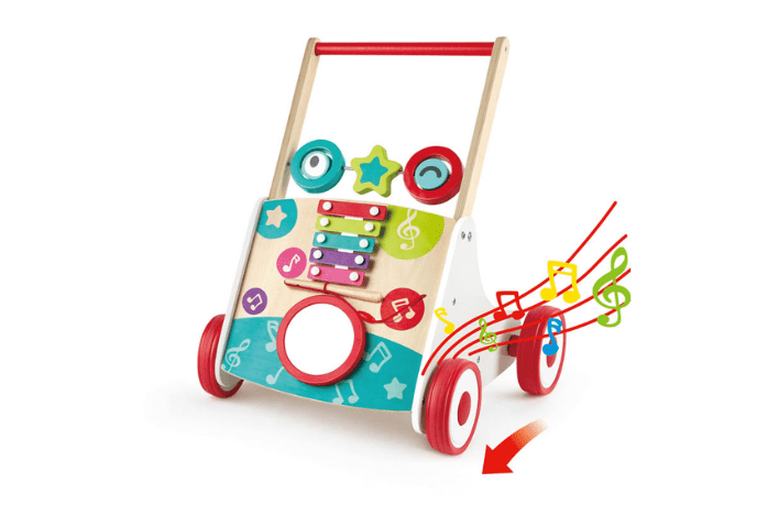 My First Musical Walker by Hape - The Montessori Room, Hape, Toronto, Ontario, Canada, baby walker, wooden walker, musical toys, sturdy walker, movement toys for baby, gross motor development