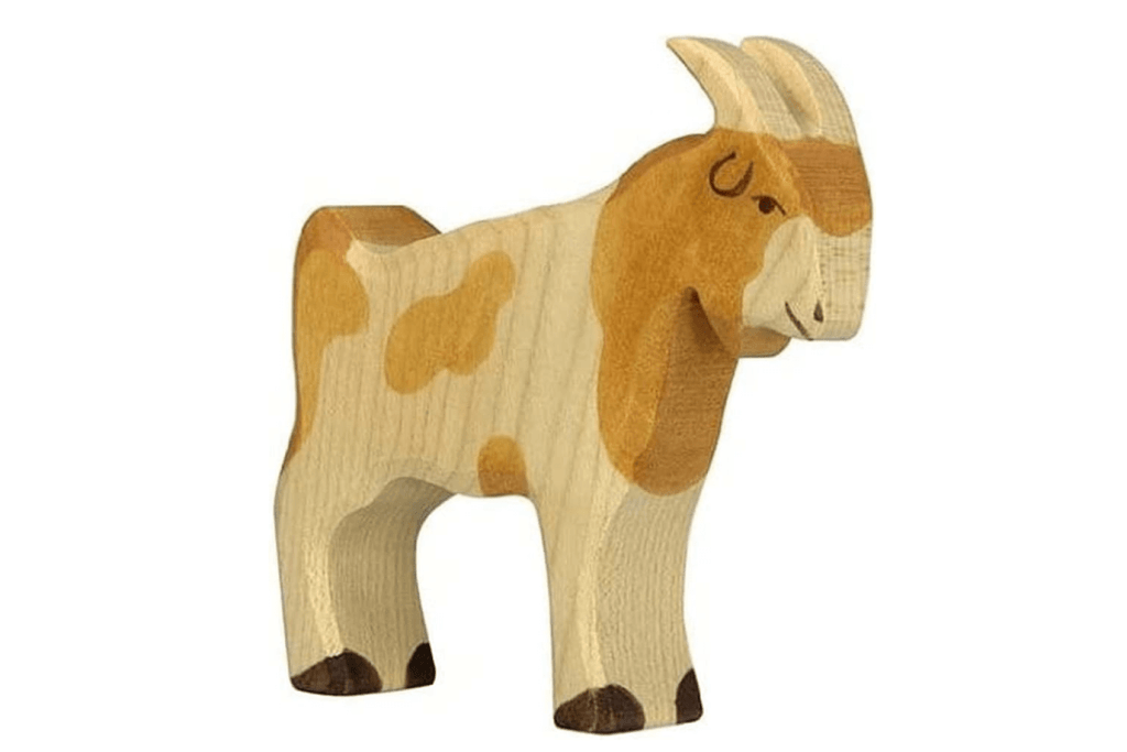 Holztiger Billy-goat - The Montessori Room, Toronto, Ontario, Canada.  Holztiger animals, wooden animals, Billy Goat, wooden toys, waldorf animals, open-ended play, educational toys