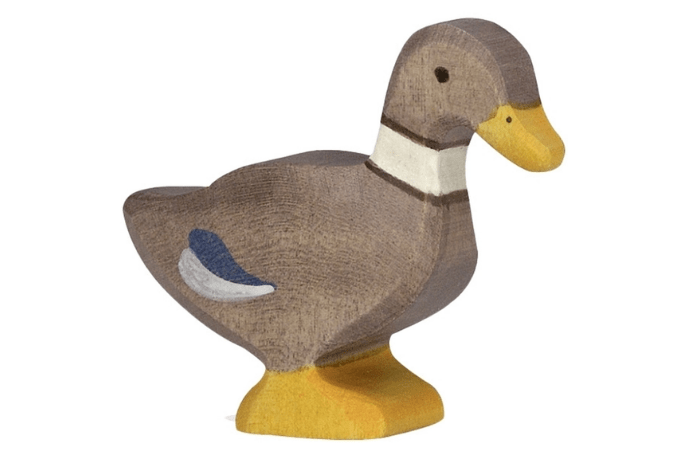 Holztiger Duck - The Montessori Room, Toronto, Ontario, Canada, Holztiger, wooden animals, wooden duck, best wooden figures, imaginative play, open ended play, high quality toys, Little Blue Truck animals