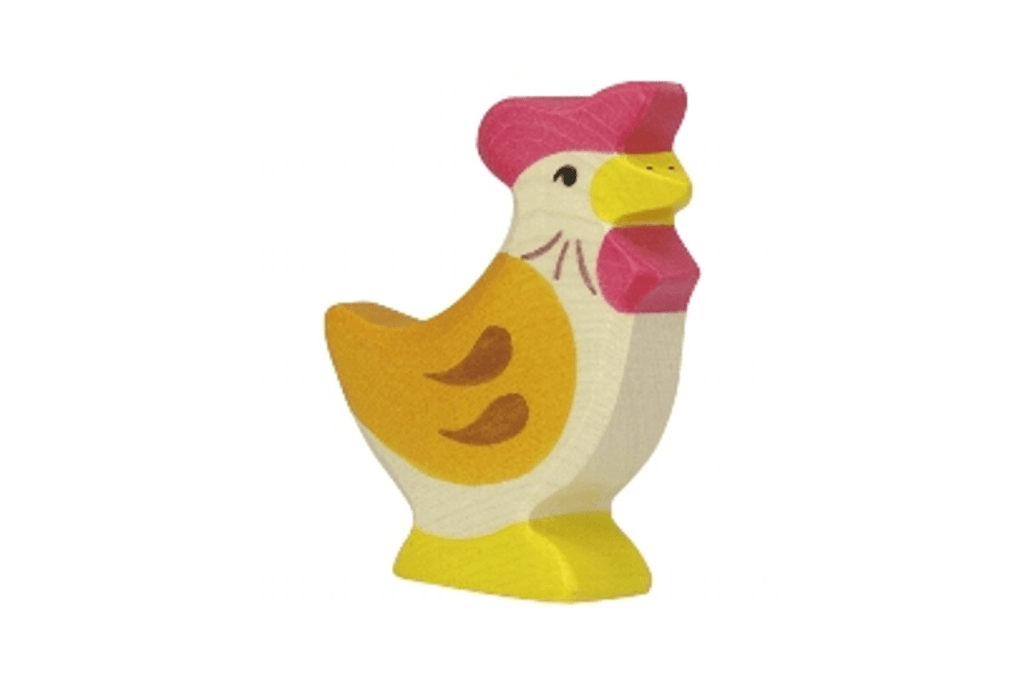 Hen, standing, yellow (80018) - Holztiger, Holztiger Hen - The Montessori Room, Toronto, Ontario, Canada, Holztiger, wooden animals, wooden hen, best wooden figures, imaginative play, open ended play, high quality toys, Little Blue Truck animals