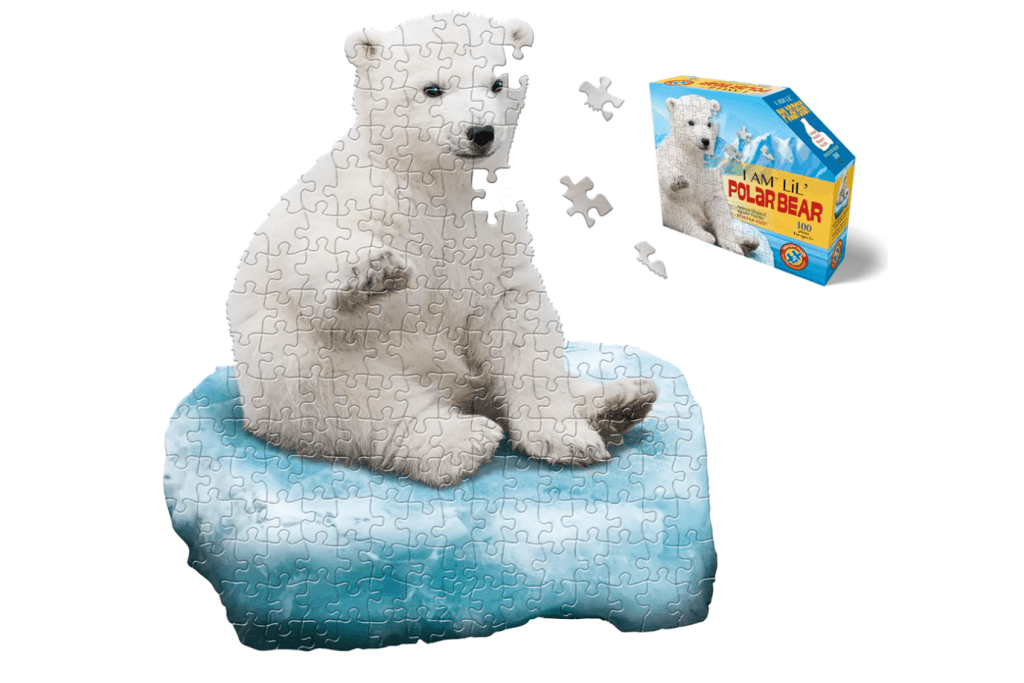 I AM LiL&#39; POLAR BEAR 100, polar bear puzzle for kids, for children, polar bear gifts for kids, arctic puzzle, educational toys for children, madd capp puzzles Toronto, Canada, best puzzles for a six year old, best puzzles for a seven year old