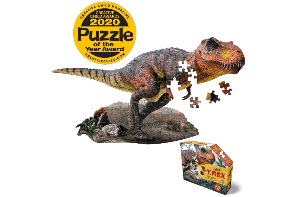 I AM T. REX 100 floor puzzle, Toronto, Canada, dinosaur puzzles for kids, dinosaur gifts for kids, educational gifts for children, best toys for a six year old, floor puzzles for six year old children, t-rex puzzle, montessori puzzles for older children