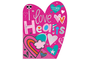 I Love Hearts Sticker Activity Book by Make Believe Ideas, over 600 stickers, 3 years and up, 48 pages, Valentine's Day gits for kids, travel toys, The Montessori Room, Toronto, Ontario, Canada. 