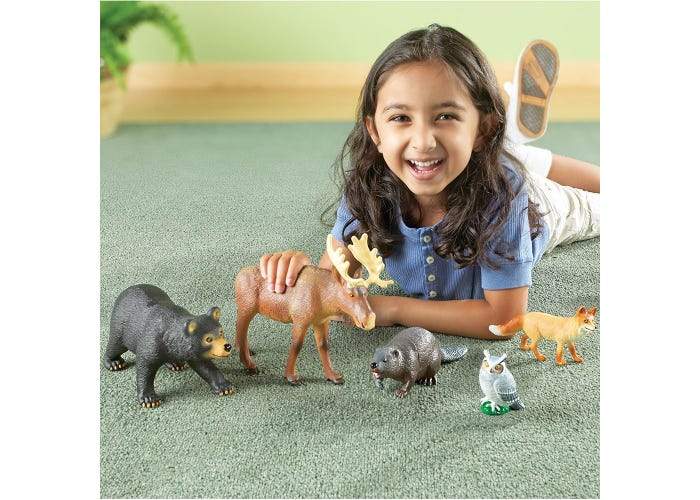 Learning Resources Jumbo Forest Animals - The Montessori Room, Toronto, Ontario, Canada, best animal figures, plastic animals, plastic forest animals, animal figurines, best gift for 3 year old, imaginative play, bear, moose, beaver, owl, fox