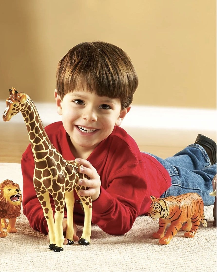 Jumbo Jungle Animals - The Montessori Room, Toronto, Ontario, Canada, best animal figures, plastic animals, plastic jungle animals, animal figurines, best gift for 3 year old, imaginative play, giraffe, tiger, elephant, lion, gorilla, Learning Resources