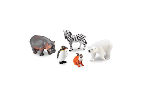 Learning Resources Jumbo Zoo Animals, 18 months and up, realistic figurines, hippo, zebra, penguin, monkey, polar bear, Montessori language materials, FREE Nomenclature Cards, The Montessori Room, Toronto, Ontario, Canada. 