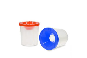 Kids No-Spill Paint Cups - 2 pieces, 2 cups and 2 removable lids, blue and red, paint supplies for toddlers, paint supplies for preschoolers, sensory play, art activities, The Montessori Room,Toronto, Ontario, Canada. 