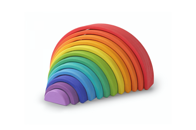 Kinderfeets Wooden Rainbow Arches - The Montessori Room, Toronto, Ontario, Canada, Kinderfeets, wooden rainbow, rainbow arches, Grimms rainbow, good quality wooden rainbow toys, wooden toys, best toys for toddlers, baby gift registry ideas, educational toys, stacking toys, imaginative play, open ended play