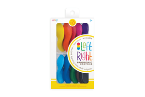 Left Right Ergonomic Crayons (Set of 10) by Ooly, The Montessori Room, Toronto, Ontario, ergonomic crayons for kids, ambidextrous crayons,  eco-friendly crayons, polymer crayons, art supplies for kids, craft supplies for kids, crayons for kids, imagination, creativity