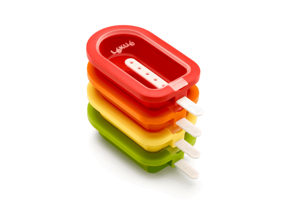 Lékué Extra Large Stackable Ice Lolly Ice Cream Popsicle Mould Set of 4 Assorted Colors, kids popsicle mold, BPA free, make your own popsicles, make your own lollies, toddler activities, smoothie popsicles, freezer moulds for popsicles, Toronto Canada, silicon