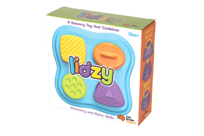 Lidzy, Fat Brain Toys, sensory toy, best toys for 18 month old, fine motor toy, educational toy, toy with lids, toy with different textures, sensory development, The Montessori Room, Toronto, Ontario, Canada, outset media