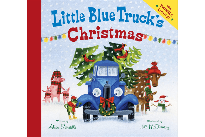 Little Blue Truck Christmas, Alice Schertle, children&#39;s books, children&#39;s christmas books, holiday books, holiday gifts, christmas gifts for children, stocking stuffer ideas, Little Blue Truck books, board books for kids, light up books, The Montessori Room, Toronto, Ontario, Canada, Harper Collins