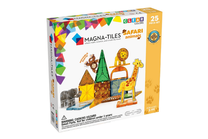 Magna-Tiles® Safari Animals 25-Piece Set - The Montessori Room, Valtech, magnetic tiles, best magnetic tiles, magnetic building tiles, construction toys, building toys, open ended toys, imaginative play, educational toys, toys for any age, math toys, science toys, creative toys, Toronto, Ontario, Canada, Safari animals