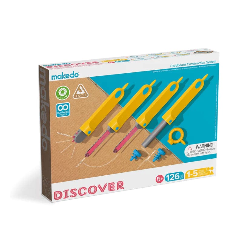 Makedo Discover Builder Kit, Toronto, Canada, buy in store canada, fort making kits for kids, fort making tools for kids, cardboard tools for kids