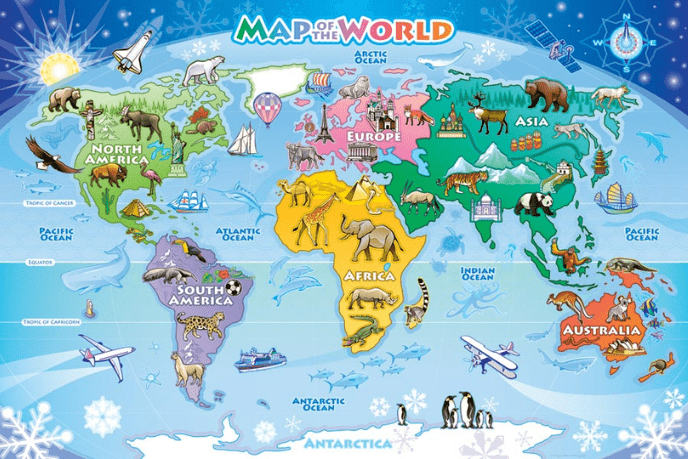 Map of the World Floor Puzzle, Cobble Hill, puzzles for kids, floor puzzle for young kids, best puzzles for kids, geography puzzles, educational puzzles, puzzles of the world, 48 piece puzzle, The Montessori Room, Toronto, Ontario, Canada
