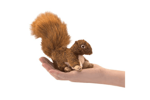 Mini Finger Puppets by Folkmanis Puppets - Red Squirrel, realistically designed, imaginative play, language development, prop for circle time, prop for music class, 3 years and up, kindergarten quality finger puppet, The Montessori Room, Toronto, Ontario, Canada.