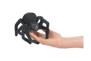  Mini Finger Puppets by Folkmanis Puppets - Spider, Halloween, realistically designed, imaginative play, language development, prop for circle time, prop for music class, 3 years and up, kindergarten quality finger puppet, The Montessori Room, Toronto, Ontario, Canada