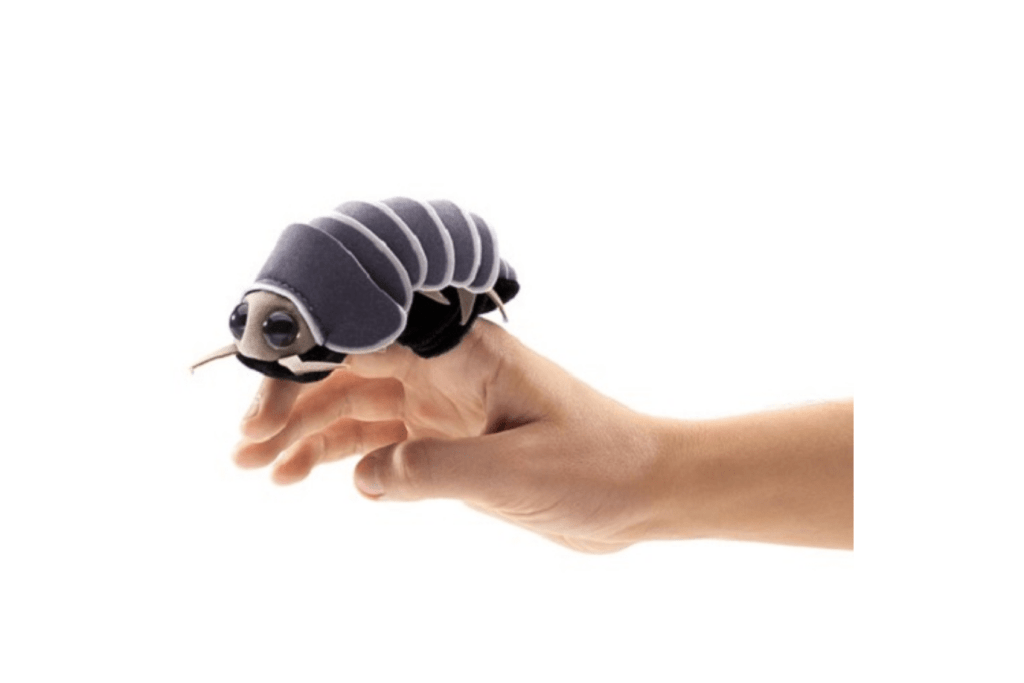 Mini Finger Puppets by Folkmanis Puppets - Roly Poly, realistically designed, imaginative play, language development, prop for circle time, prop for music class, 3 years and up, kindergarten quality finger puppet, The Montessori Room, Toronto, Ontario, Canada.