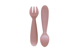 Mini Utensils (Fork & Spoon), ezpz, silicone utensils, toddler utensils, Blush, The Montessori Room, Toronto, Ontario, Canada.