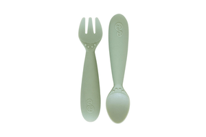 Mini Utensils (Fork & Spoon), ezpz, silicone utensils, toddler utensils, Sage, The Montessori Room, Toronto, Ontario, Canada.