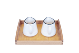 Montessori Dry Pouring Activity - includes 2 Porcelain Pitchers & Wooden Tray