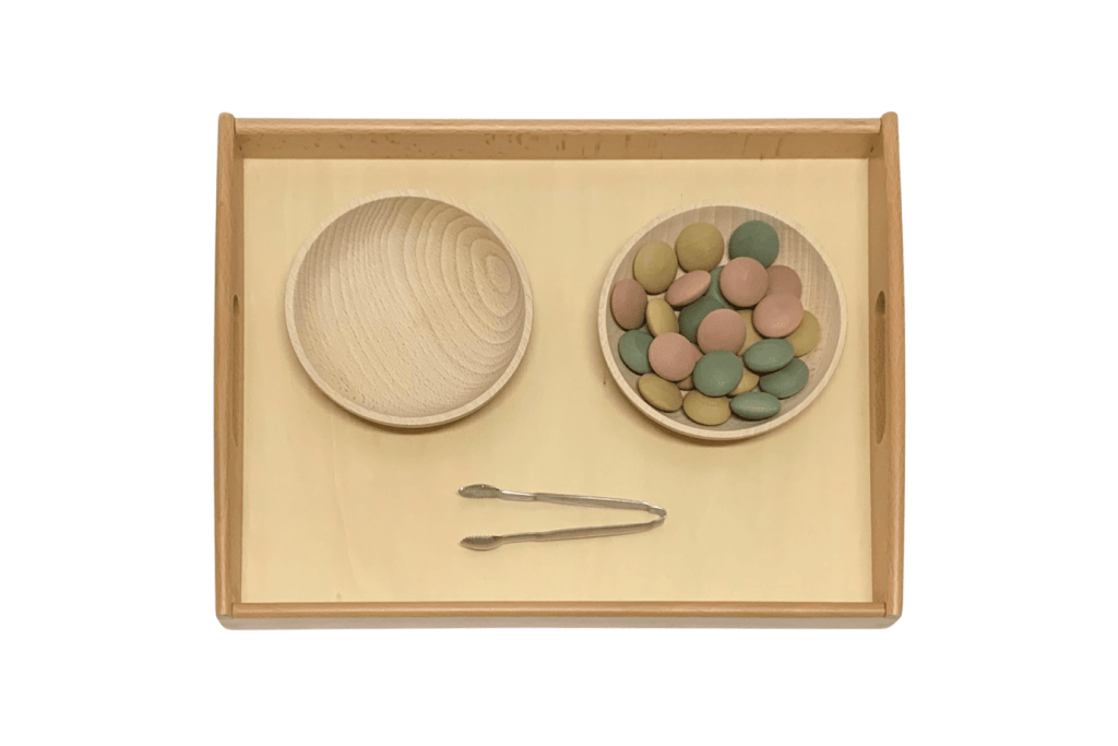 Montessori Tonging Activity - Loose Wooden Parts - includes Tongs, Tray ...