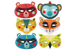 Moulin Roty Colourful Mask Set - The Montessori Room, Toronto, Ontario, Canada, dress up accessories, animal masks, animal dress up, imaginative toys, beautiful costumes for kids