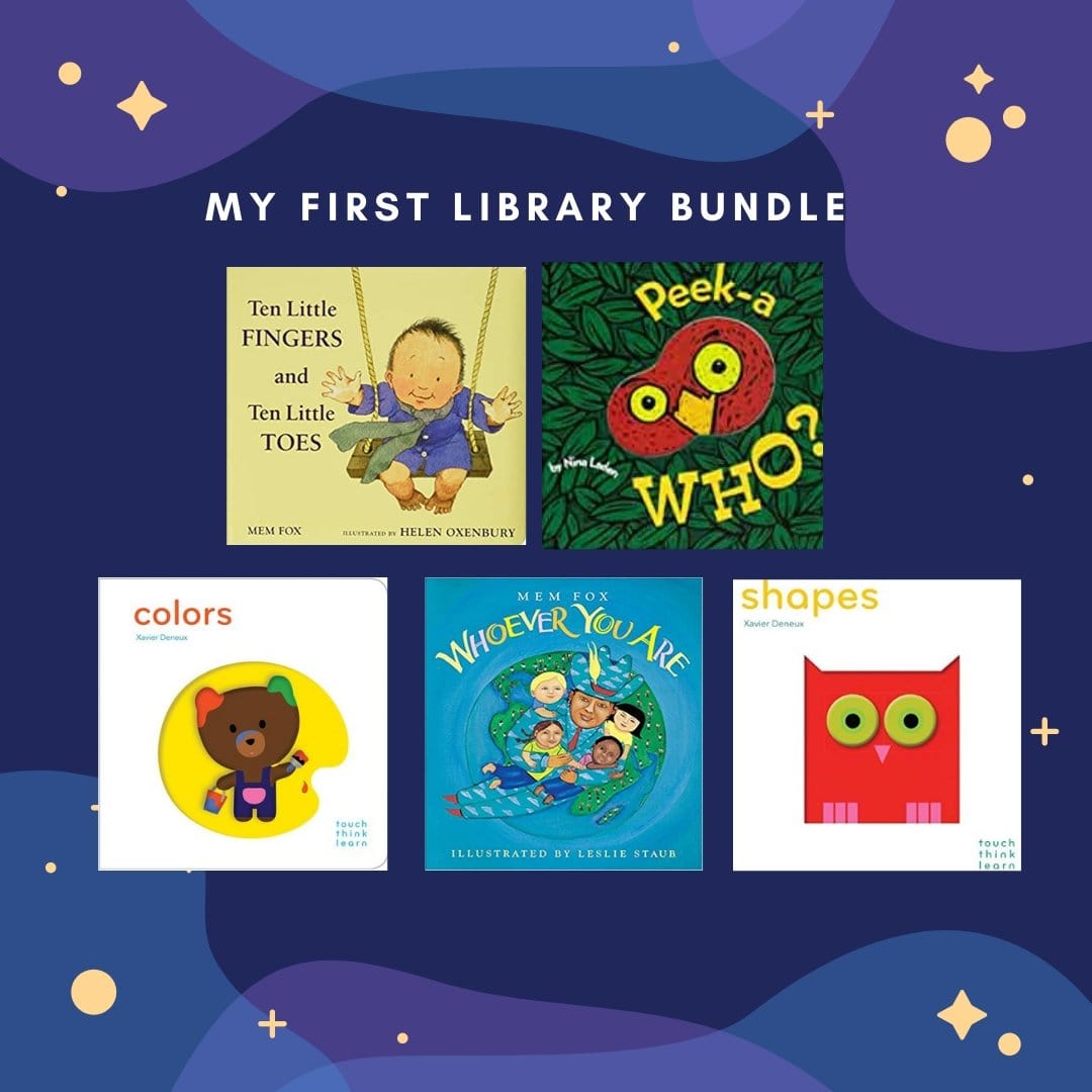 My First Library Bundle - The Montessori Room, Toronto, Ontario, Canada, children's books, best children's books, bestselling children's books, Ten Little Fingers and Ten Little Toes, Peek-a-Who?, Colors, Whoever You Are, Shapes, baby book bundle, best gift for baby, infant books, first books for baby
