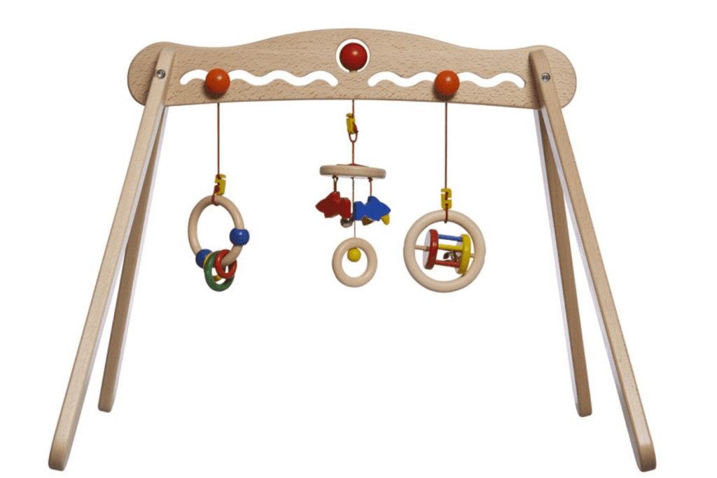 Natural Play Gym with Toys - The Montessori Room, Toronto, Ontario, Canada, wooden play gym, baby gym, infant gym, Montessori baby materials, baby registry gift ideas