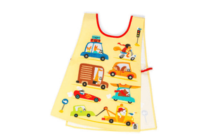 On The Move Waterproof Apron - The Montessori Room, Toronto, Ontario, Canada, toddler apron, children's apron, waterproof apron, waterproof toddler apron, Montessori practical life materials, Montessori kitchen materials, art materials for kids, art apron, art smock, water play accessories, durable apron