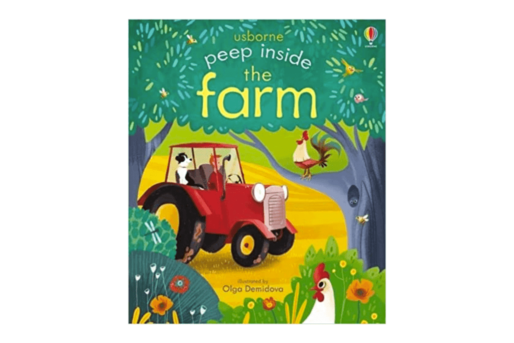 Peep Inside The Farm, Anna Milbourne, Olga Demidova,, interactive books for kids, flap books for kids, children&#39;s books, board books for kids, books about farms, animal books, The Montessori Room, Toronto, Ontario, Canada