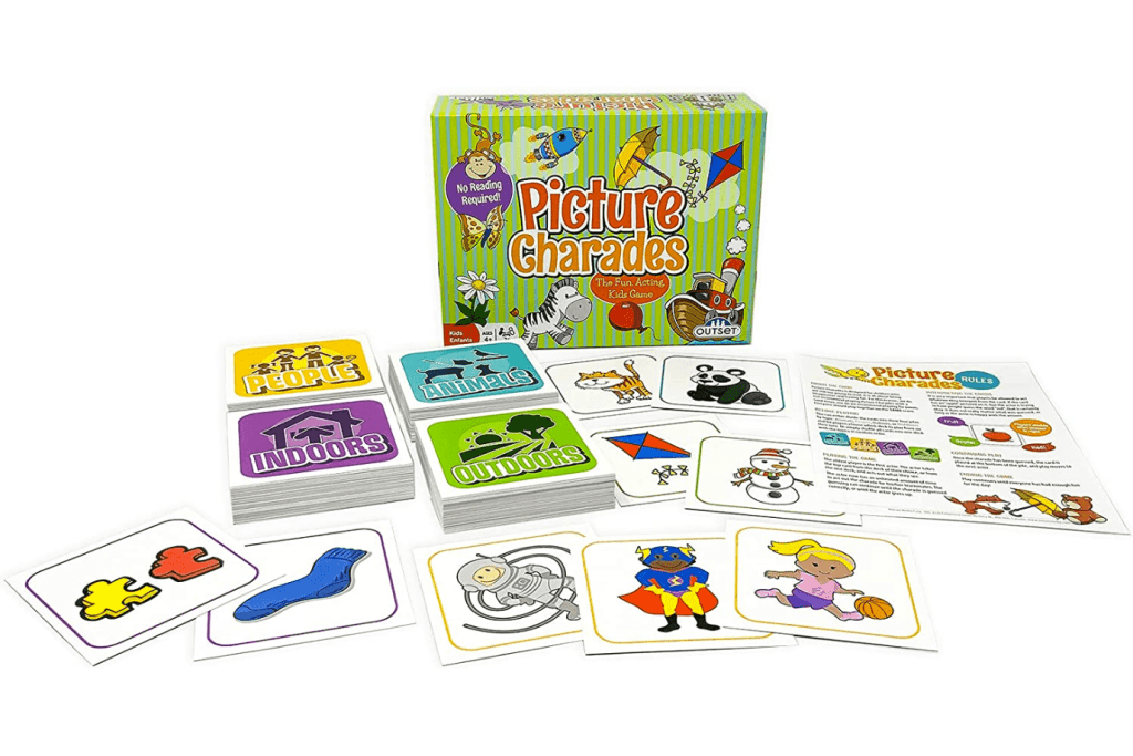 Picture Charades, Outset Media, charades for kids, board games for kids, best game for 4 year olds, no reading required, acting out, party games for kids, The Montessori Room, Toronto, Ontario, Canada