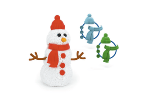 Playfoam Build-A-Snowman Kit, includes Winter White Glitter Playfoam, A hat, A scarf, Buttons, 2 eyes, 2 arm branches, A carrot nose, colours will vary, sensory play, 3 and up, arts and crafts, stocking stuffers, christmas gift, The Montessori Room, Toronto, Ontario, Canada. 
