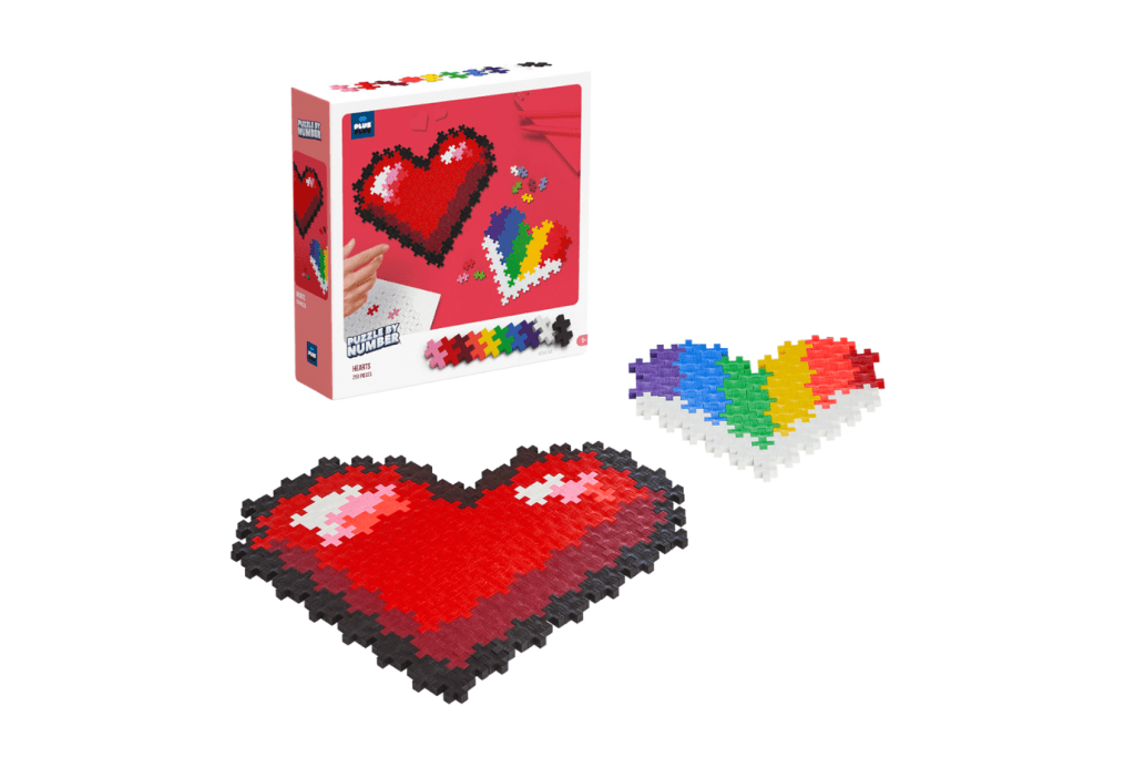 Plus-Plus Puzzle By Number Hearts 250 pcs, valentine&#39;s day toys for kids, valentine&#39;s day gifts for kids, heart toys, heart activities for kids, made in denmark, puzzles for kids, Toronto, Canada