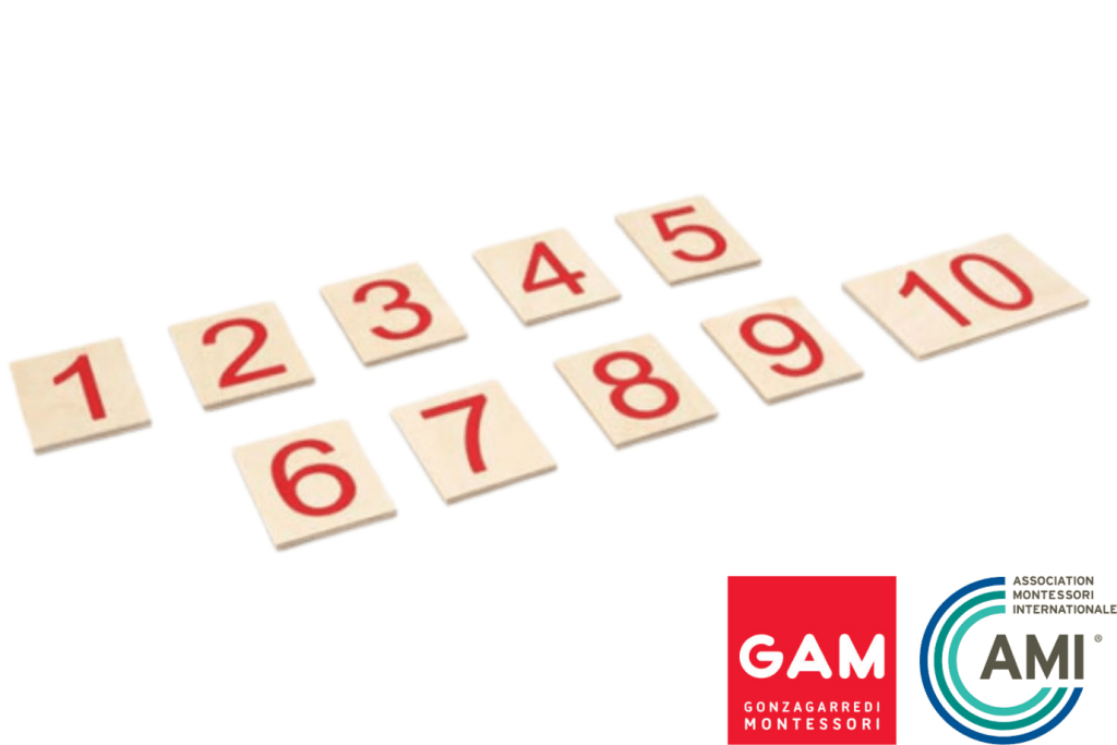 Printed Numerals, numerals to go with number rods, Casa materials, Primary materials, classroom quality materials, GAM, AMI approved, Montessori math materials, The Montessori Room, Toronto, Ontario.