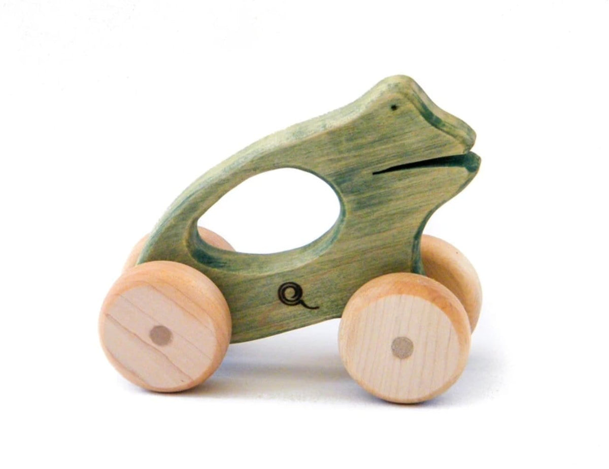 Push Frog - The Montessori Room, Le Trusquin Boutique, Toronto, Ontario, Canada, wooden toys, push toys, animal toys, beautiful wooden toys, frog toys