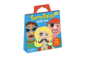 Reusable Stickery Activity Set - Funny Faces by Peaceable Kingdom, 4 faces, 80+ reusable stickers, storage tote, perfect travel toy for children 3 years and up, develops fine motor skills, hand-eye coordination, imaginative play, independent play, The Montessori Room, Toronto, Ontario, Canada.