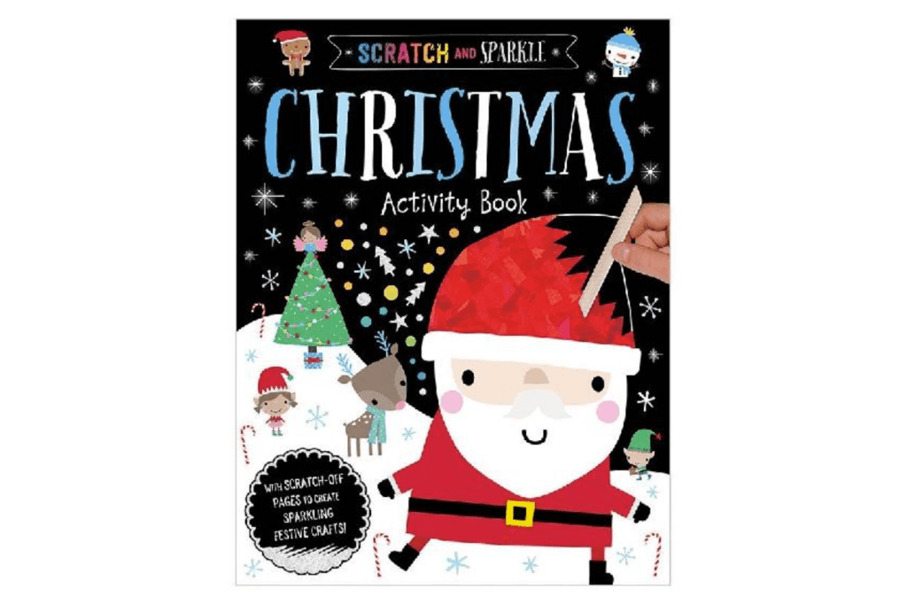 Scratch and Sparkle Christmas Activity Book By Dawn Machell and Make Believe Ideas, christmas book, christmas activity books, christmas crafts, scratch activity books, christmas activities for 4 year olds, christmas activities for 5 year old, christmas activity books for kids, travel activities for kids, Toronto, Canada