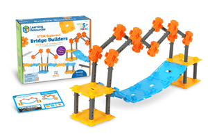 STEM Explorers™ Bridge Builders, Set of 77 pieces includes bridge platforms, columns, pulleys, a testing truck, and more, 5 years and up, STEM activities for kids, engineering toys for kids, Learning Resources, The Montessori Room, Toronto, Ontario, Canada. 