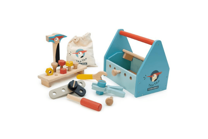 Tap Tap Tool Box - The Montessori Room, Tender Leaf Toys, Toronto, Ontario, Canada, wooden tools, tools for kids, toy tools, imaginative play, open ended play