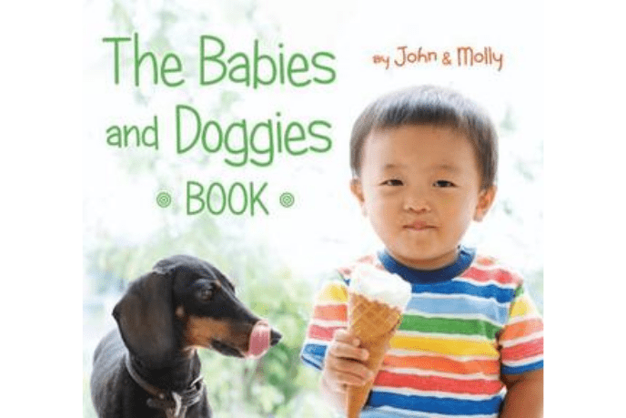 The Babies And Doggies Book by John Schindel &amp; Molly Woodward - The Montessori Room, Toronto, Ontario, Canada, children&#39;s book, board book, non fiction books for kids, toddler book, baby book, real life book, real life pictures