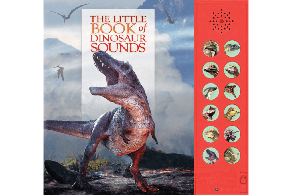 The Little Book of Dinosaur Sounds, interactive books for kids, books about dinosaurs, books for dinosaur lovers, books with facts about dinosaurs, The Montessori Room, Toronto, Ontario. 