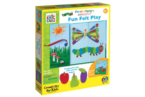 The Very Hungry Caterpillar Fun Felt Play, circle time props, story time props, gifts for toddlers, felt board, eric carle, creative play, imaginative play, open-ended toys for toddlers, toys for language development.