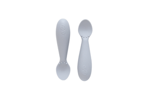 Tiny Spoon, 2-pack, ezpz, silicone spoons for infants and toddlers, Pewter, The Montessori Room, Toronto, Ontario, Canada.