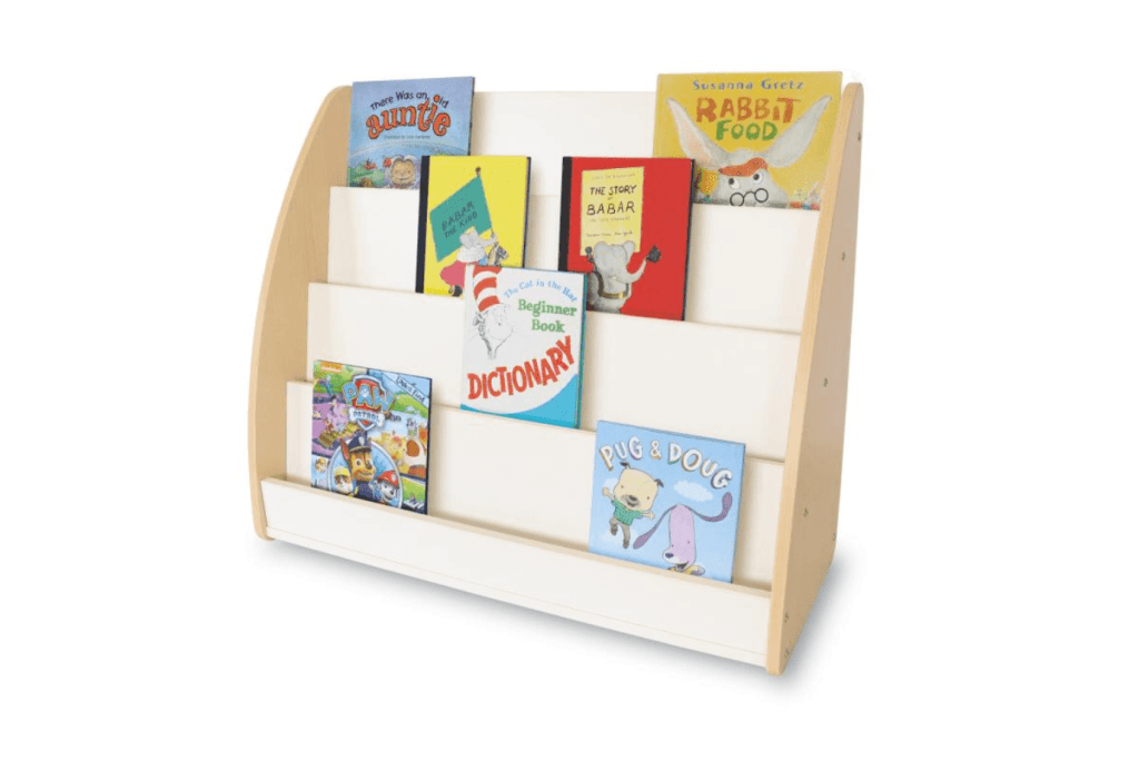 New Wave Melamine Book Display - WB4436, Toddler/Casa Primary Montessori Melamine Book Display, Whitney Brothers, furniture for classroom, educational furniture, Montessori book shelf, book shelf for preschool, book shelf for early years - The Montessori Room, Toronto, Ontario. 