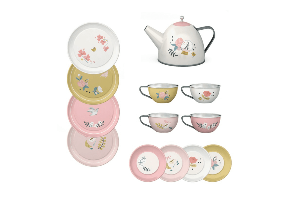 Toddler Tea Set - The Montessori Room, Toronto, Ontario, Canada, toddler tea set, metal tea set, classic toys, beautiful tea set for kids, imaginative play, open ended play