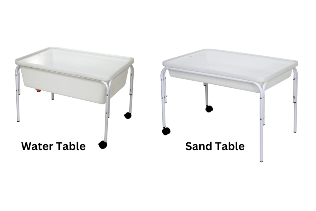 Water and Sand Tables, 3 sizes, Made in Canada, Trojan Classroom Furniture, Classroom Sensory Table, Preschool sensory table, Montessori sensory table, Kindergarten sensory table, Daycare sensory table, child care centre sensory table, early childhood education sensory table, The Montessori Room, Toronto, Ontario, Canada. 